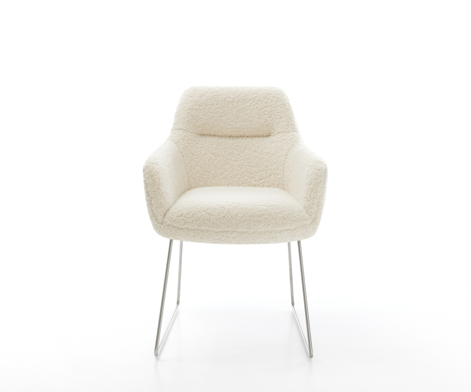 Jedálenská stolička Pejo-Flex teddy látka béžová tenká podstava nerezová oceľ vrecková pružina - Image 2