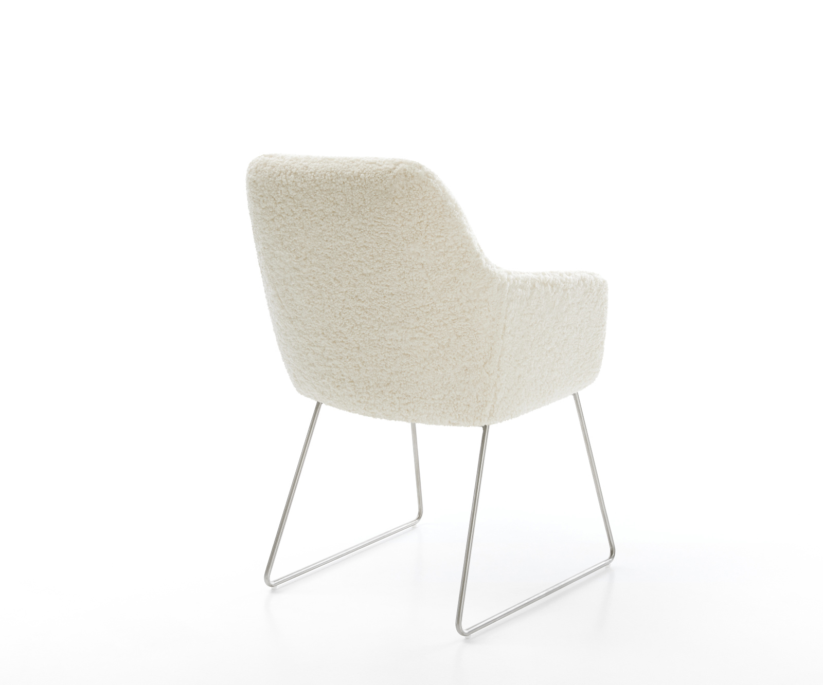 Jedálenská stolička Pejo-Flex teddy látka béžová tenká podstava nerezová oceľ vrecková pružina - Image 5