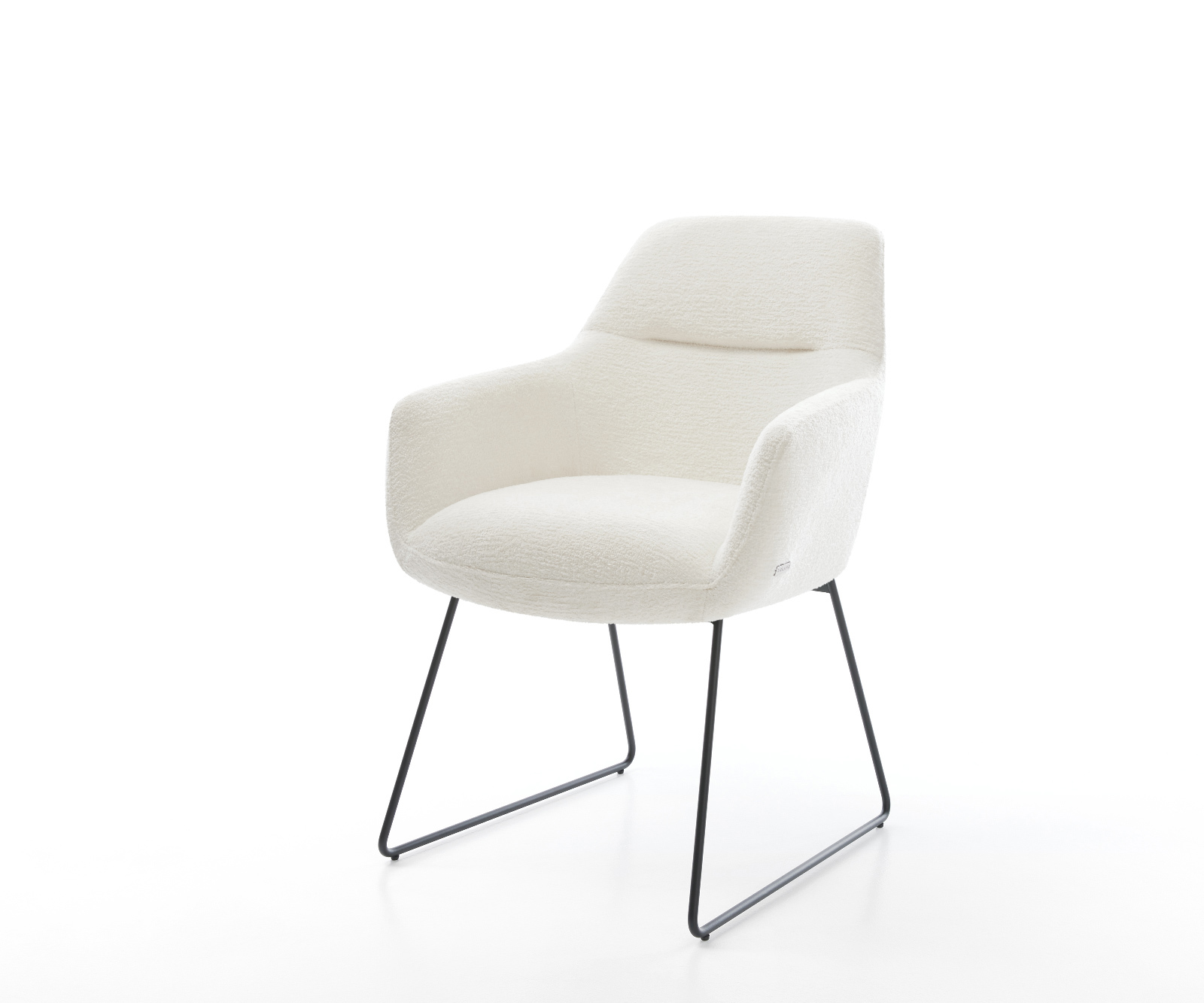 Jedálenská stolička Pejo-Flex bouclé mäkký béžová tenká podstava čierna vrecková pružina