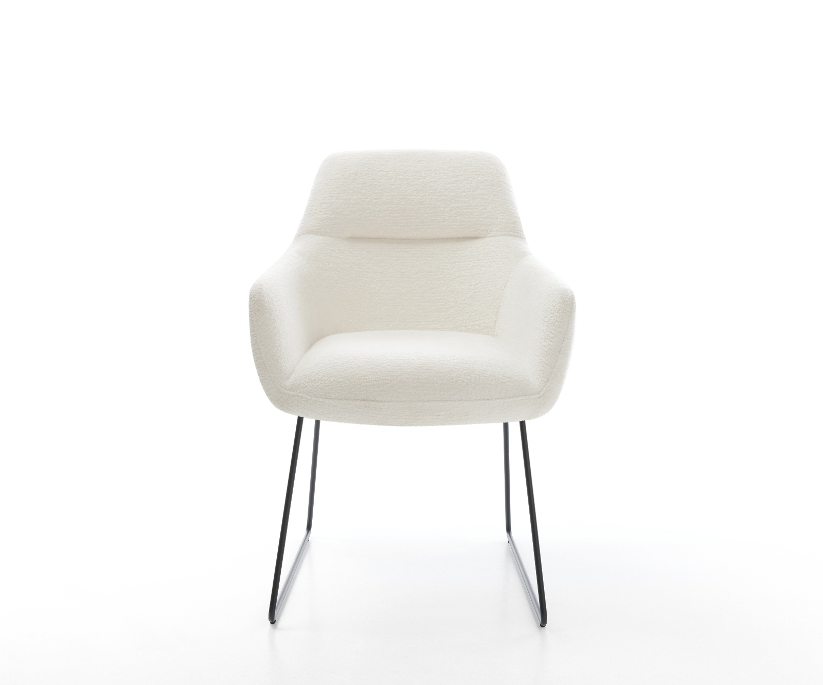 Jedálenská stolička Pejo-Flex bouclé mäkký béžová tenká podstava čierna vrecková pružina - Image 2