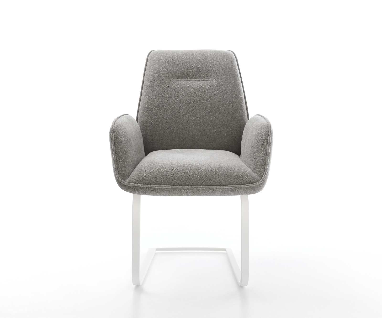 Konzolová jedálenská stolička Zoa-Flex štruktúrovaná látka mäkký sivá konzolová jedálenská stolička plochá biela vrecková pružina - Image 2