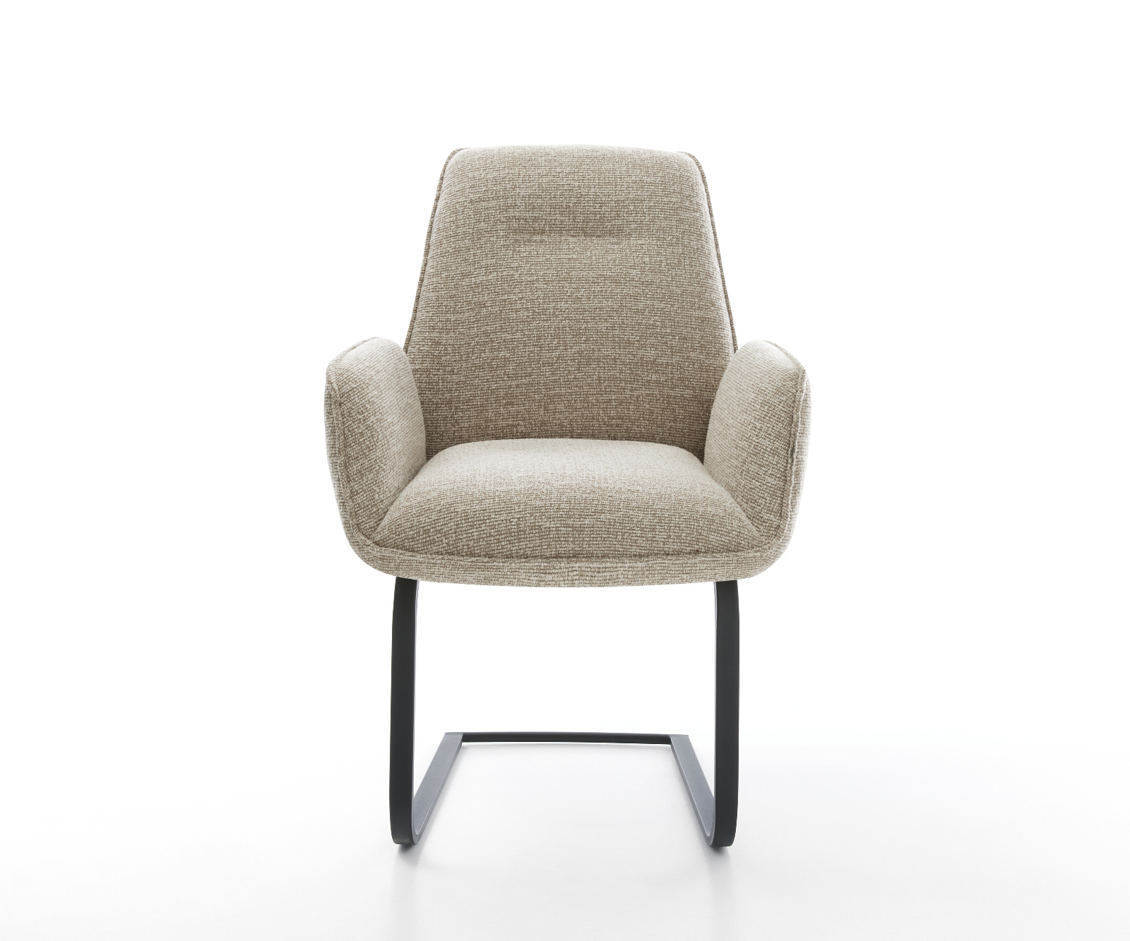 Konzolová jedálenská stolička Zoa-Flex tkanina mäkký béžová konzolová jedálenská stolička plochá čierna vrecková pružina - Image 2