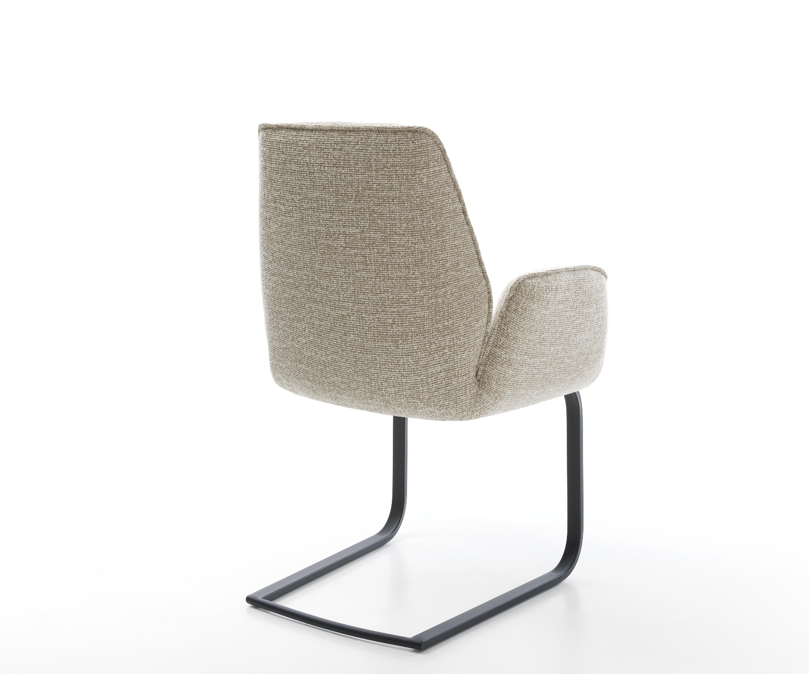 Konzolová jedálenská stolička Zoa-Flex tkanina mäkký béžová konzolová jedálenská stolička plochá čierna vrecková pružina - Image 5