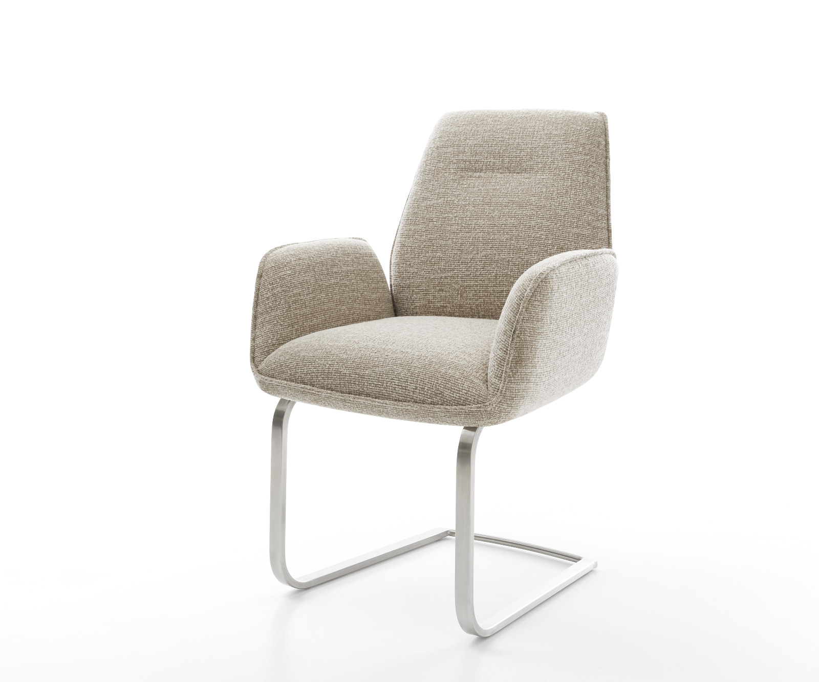 Konzolová jedálenská stolička Zoa-Flex tkanina mäkký béžová konzolová jedálenská stolička plochý nerezová oceľ vrecková pružina