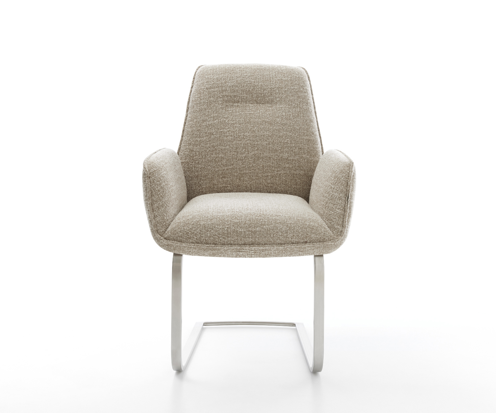 Konzolová jedálenská stolička Zoa-Flex tkanina mäkký béžová konzolová jedálenská stolička plochý nerezová oceľ vrecková pružina - Image 2