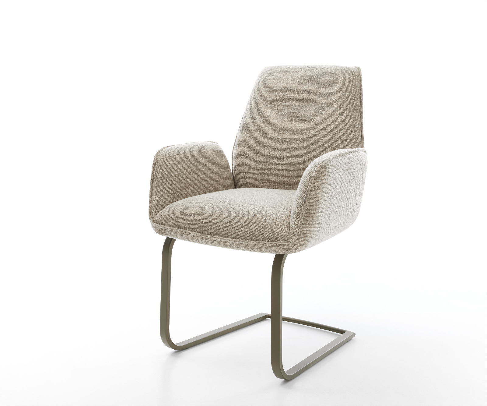 Konzolová jedálenská stolička Zoa-Flex tkanina mäkká béžová konzolová plochá podstava titánová farba vrecková pružina