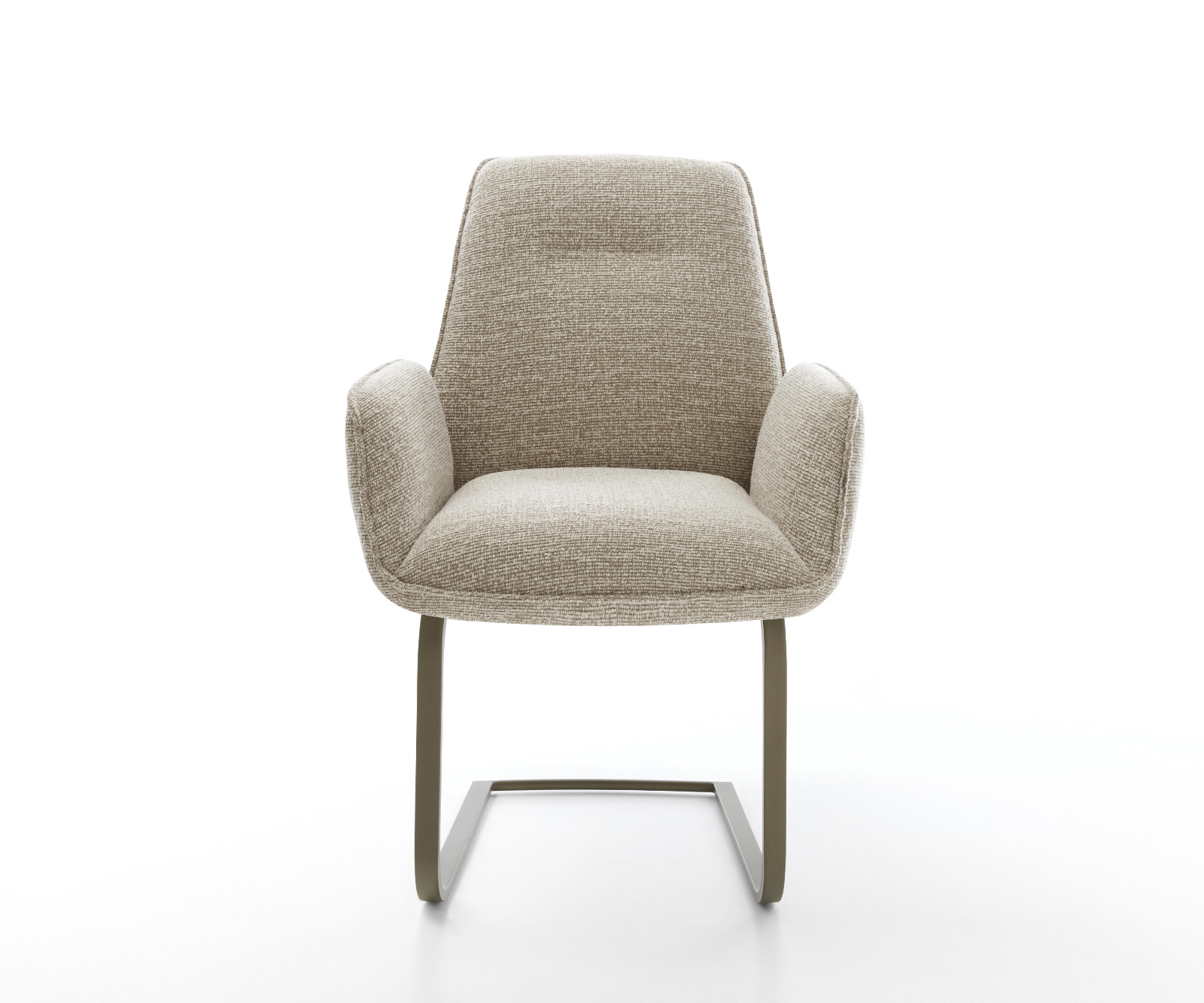 Konzolová jedálenská stolička Zoa-Flex tkanina mäkká béžová konzolová plochá podstava titánová farba vrecková pružina - Image 2