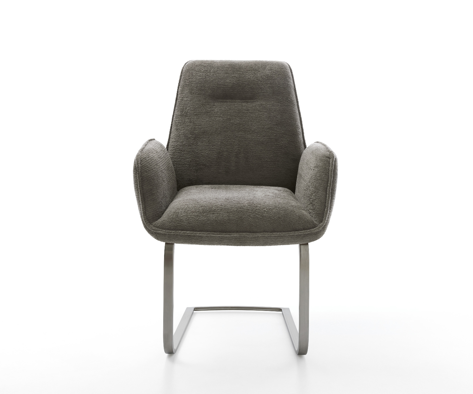 Konzolová jedálenská stolička Zoa-Flex bouclé mäkký tmavobéžová konzolová jedálenská stolička plochý grafit vrecková pružina - Image 2