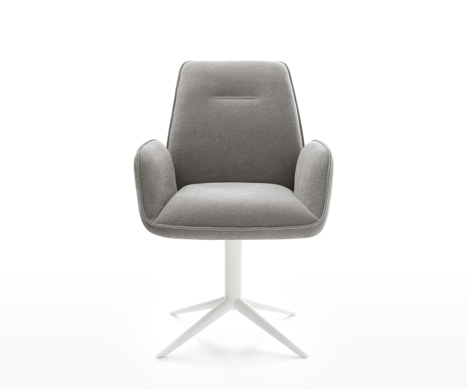 Jedálenská stolička Zoa-Flex tkanina mäkký sivá krížová podstava biela 360° otočný hojdacia funkcia vrecková pružina - Image 2