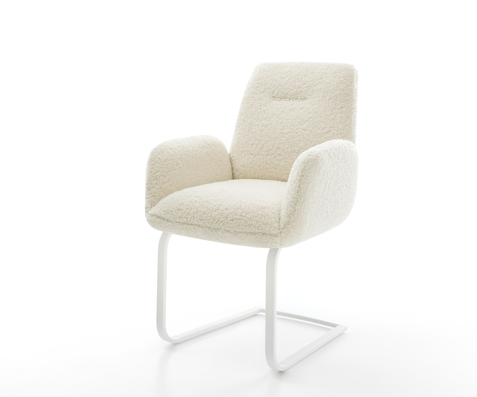 Konzolová jedálenská stolička Zoa-Flex teddy látka béžová konzolová jedálenská stolička plochá biela vrecková pružina