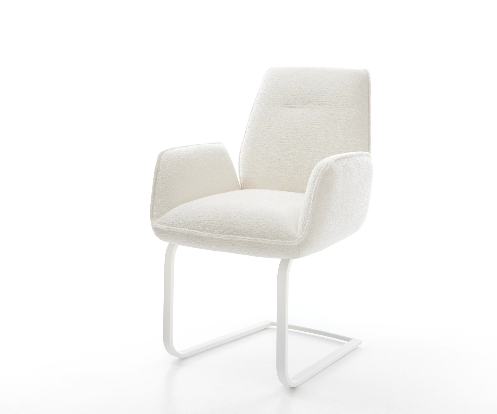 Konzolová jedálenská stolička Zoa-Flex bouclé mäkký béžová konzolová jedálenská stolička plochá biela vrecková pružina