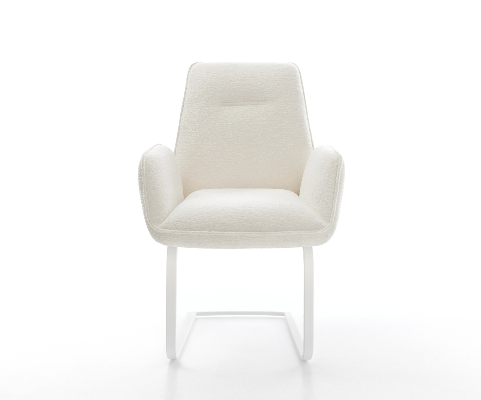 Konzolová jedálenská stolička Zoa-Flex bouclé mäkký béžová konzolová jedálenská stolička plochá biela vrecková pružina - Image 2