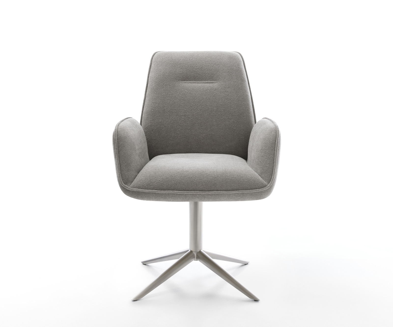 Jedálenská stolička Zoa-Flex štruktúrovaná látka mäkký sivá krížová podstava nerezová oceľ 360° otočný hojdacia funkcia vrecková pružina - Image 2