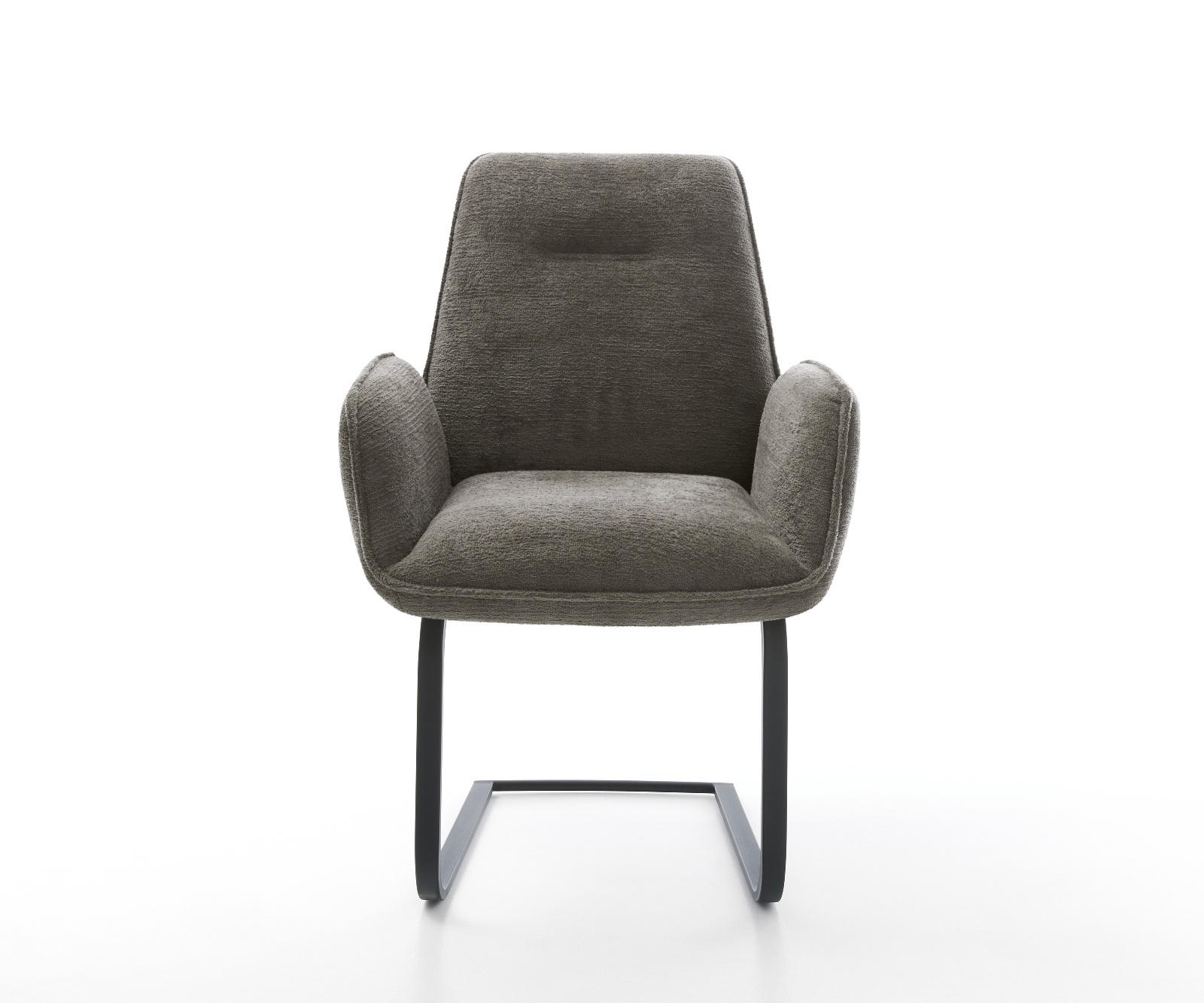 Konzolová jedálenská stolička Zoa-Flex bouclé mäkký tmavobéžová konzolová jedálenská stolička plochý čierna vrecková pružina - Image 2