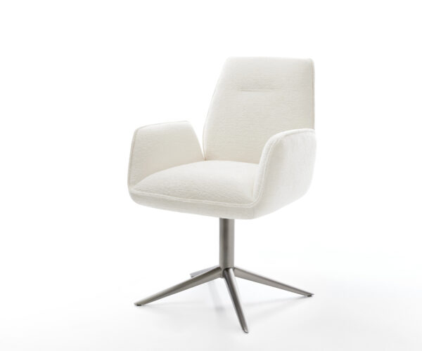 Jedálenská stolička Zoa-Flex bouclé mäkký béžová podstava grafitová otočný o 360° hojdacia funkcia vrecková pružina