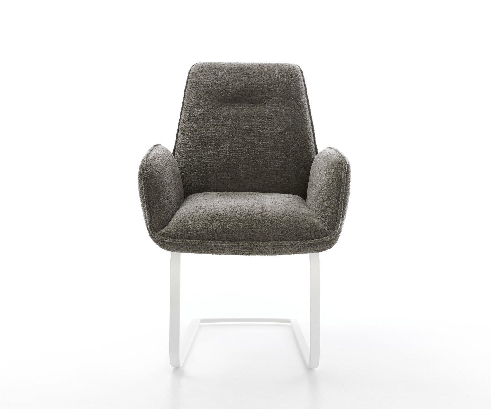 Konzolová jedálenská stolička Zoa-Flex bouclé mäkký tmavobéžová konzolová jedálenská stolička plochá biela vrecková pružina - Image 2