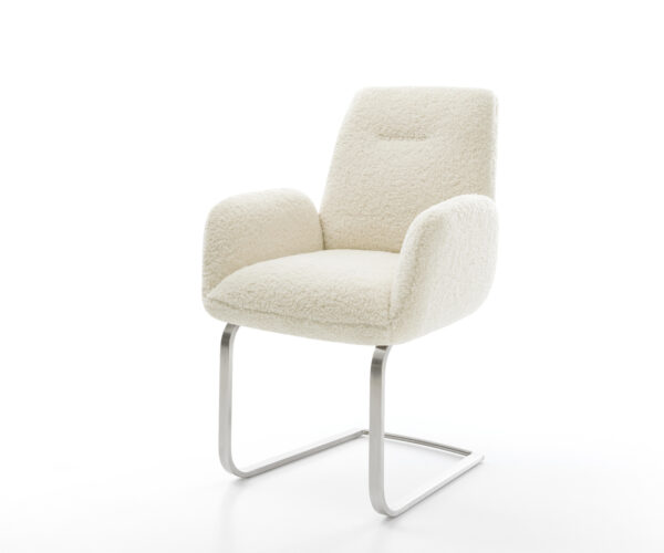 Konzolová jedálenská stolička Zoa-Flex teddy látka béžová konzolová jedálenská stolička plochý nerezová oceľ vrecková pružina