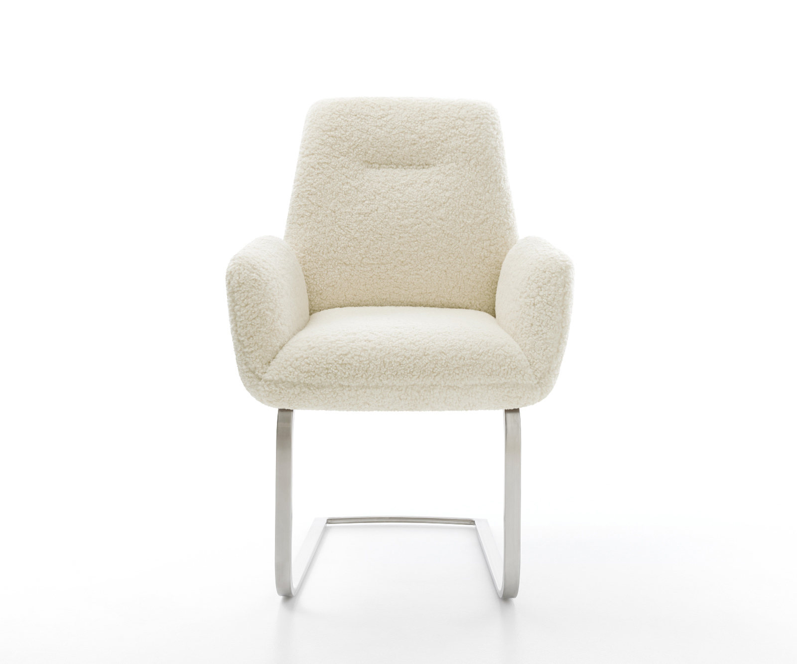 Konzolová jedálenská stolička Zoa-Flex teddy látka béžová konzolová jedálenská stolička plochý nerezová oceľ vrecková pružina - Image 2