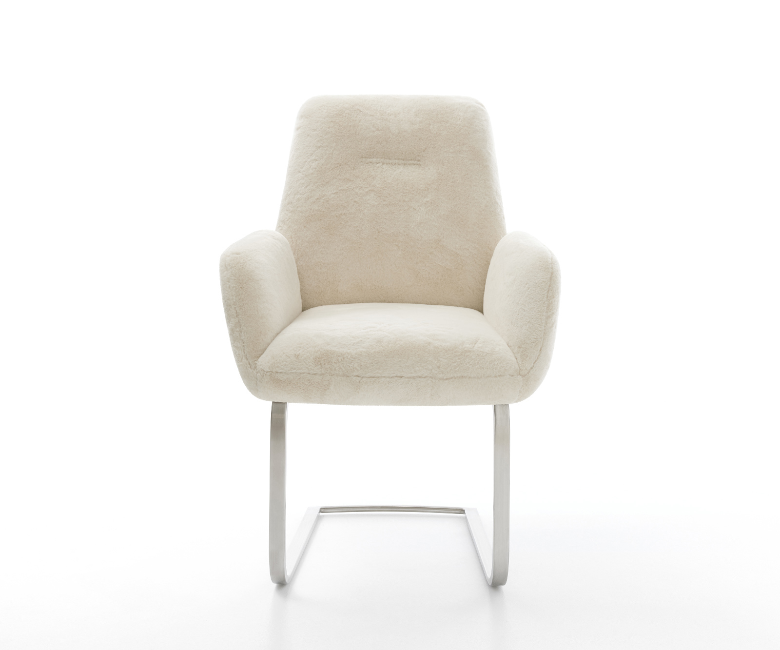 Jedálenská stolička Zoa-Flex plyšový manšester krémovo biela jedálenská stolička plochý nerezová oceľ vrecková pružina - Image 2