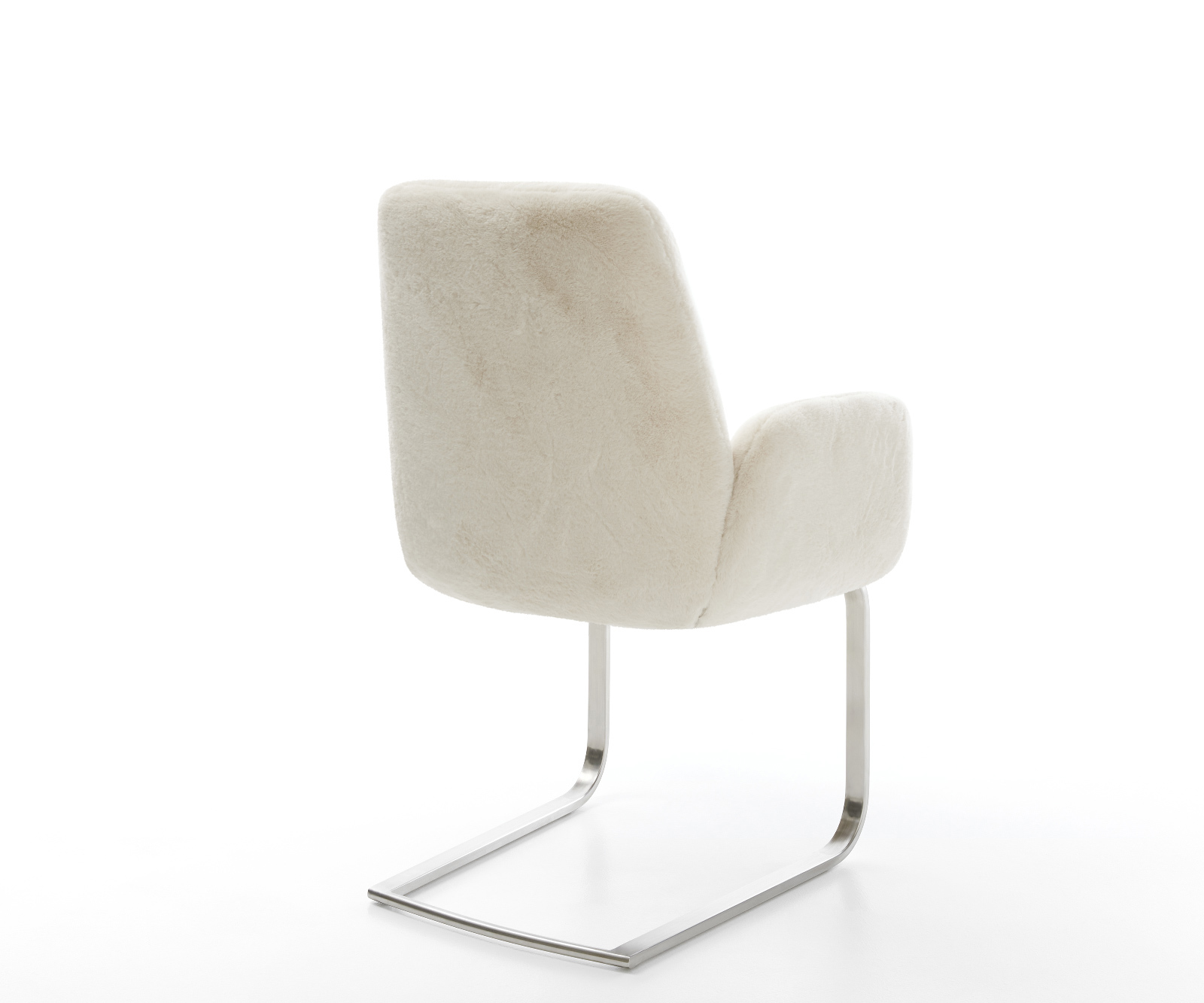 Jedálenská stolička Zoa-Flex plyšový manšester krémovo biela jedálenská stolička plochý nerezová oceľ vrecková pružina - Image 5