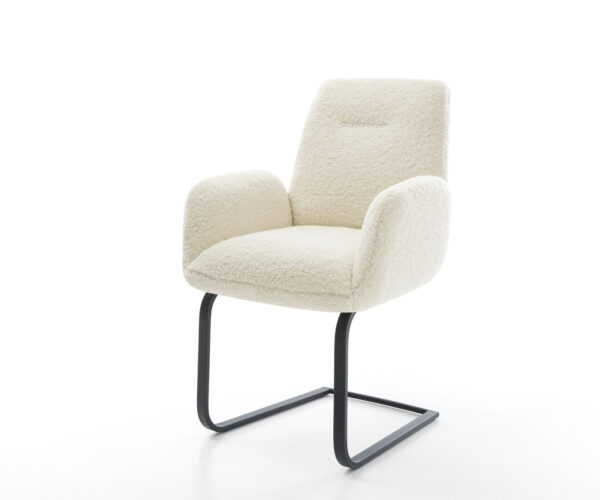 Konzolová jedálenská stolička Zoa-Flex teddy látka béžová konzolová jedálenská stolička plochá čierna vrecková pružina