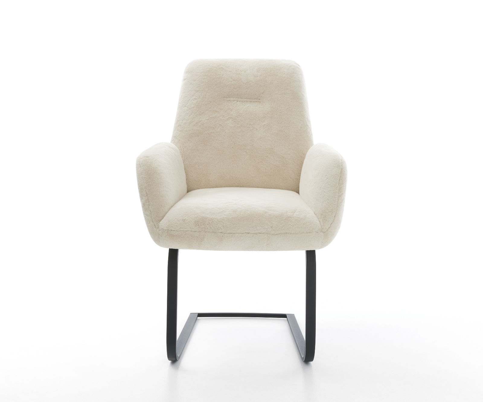 Konzolová jedálenská stolička Zoa-Flex plyšový manšester krémovo biela konzolová jedálenská stolička plochá čierna vrecková pružina - Image 2