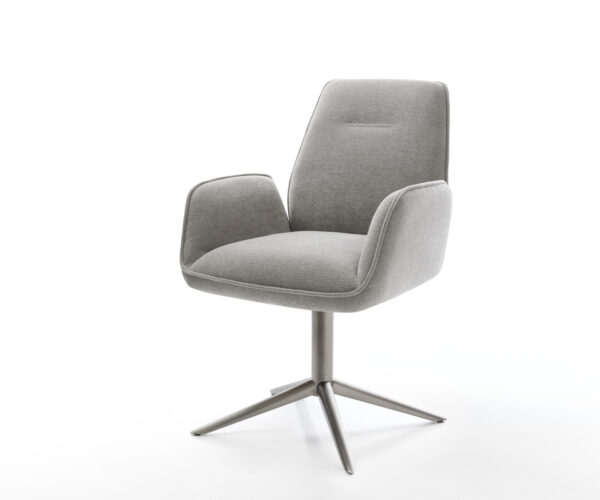 Jedálenská stolička Zoa-Flex texturovaná látka mäkký sivá krížová podstava grafitová 360° otočný hojdacia funkcia vrecková pružina