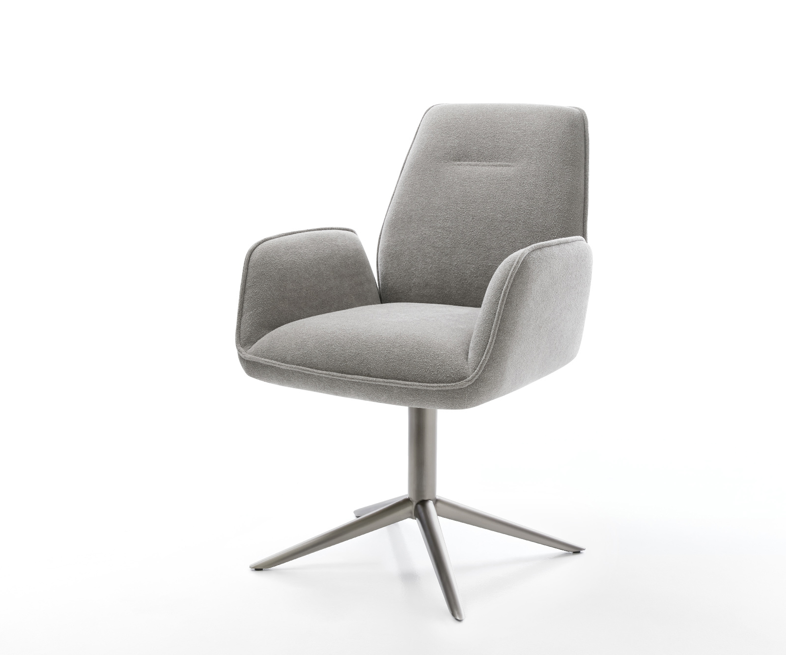 Jedálenská stolička Zoa-Flex texturovaná látka mäkký sivá krížová podstava grafitová 360° otočný hojdacia funkcia vrecková pružina