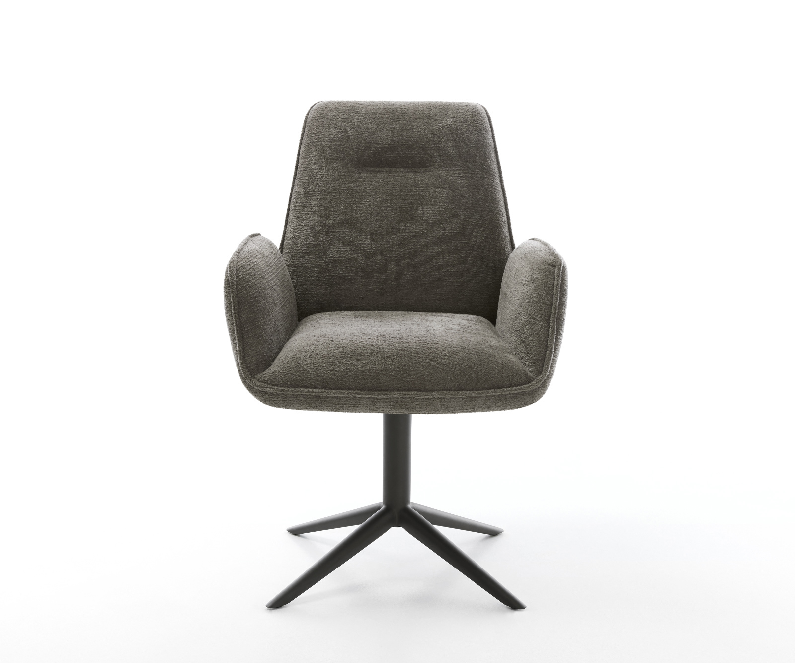 Jedálenská stolička Zoa-Flex bouclé mäkký tmavobéžová podstava čierna 360° otočný hojdacia funkcia vrecková pružina - Image 2