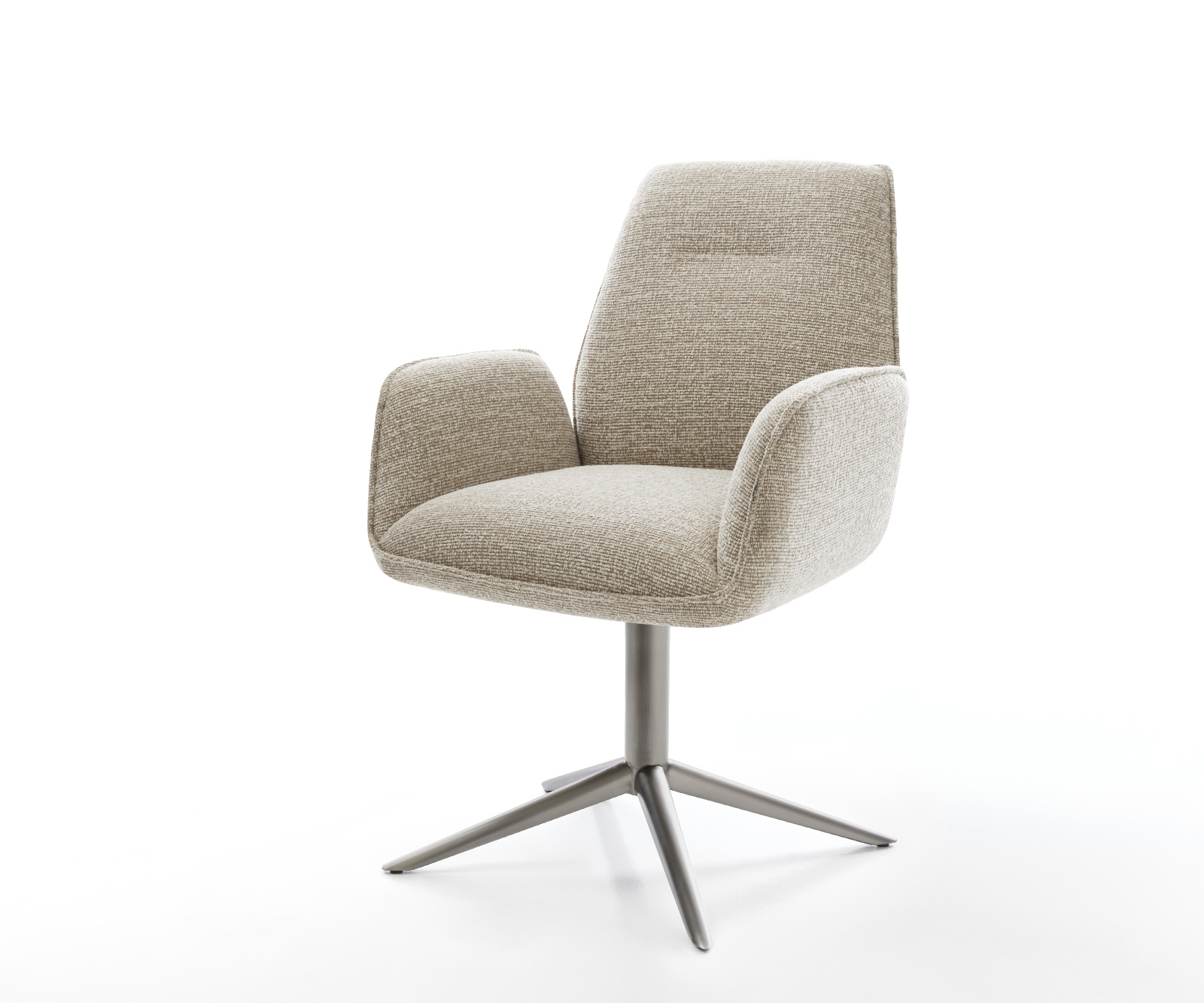 Jedálenská stolička Zoa-Flex tkanina mäkký béžová krížová podstava grafitová 360° otočný hojdacia funkcia vrecková pružina