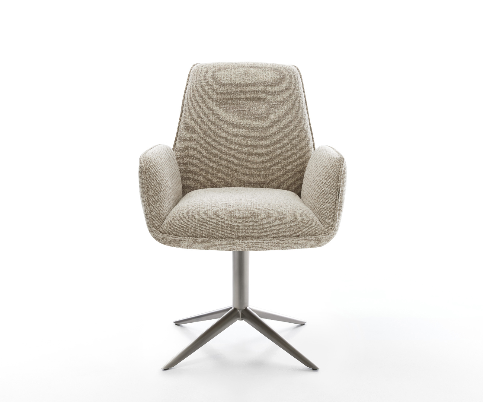 Jedálenská stolička Zoa-Flex tkanina mäkký béžová krížová podstava grafitová 360° otočný hojdacia funkcia vrecková pružina - Image 2
