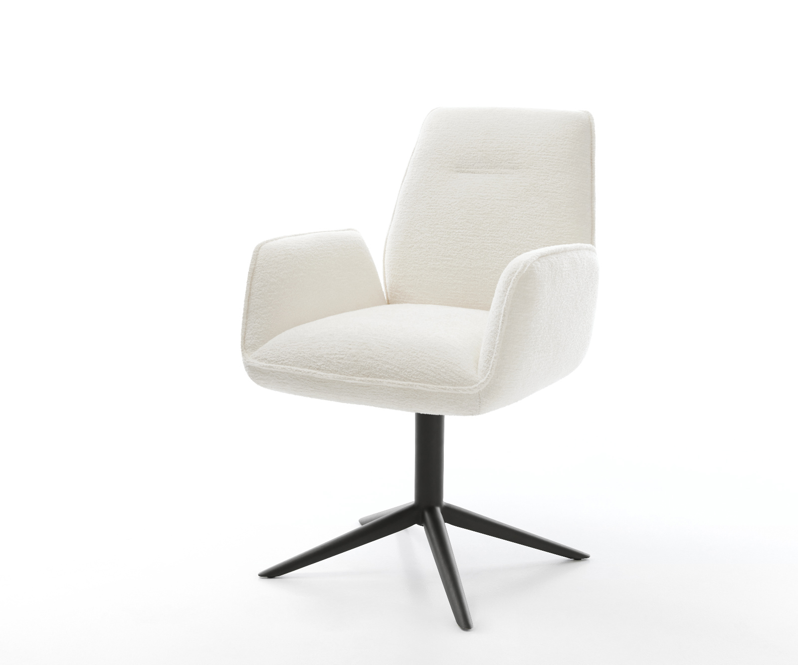Jedálenská stolička Zoa-Flex bouclé mäkký béžová podstava čierna 360° otočný hojdacia funkcia vrecková pružina