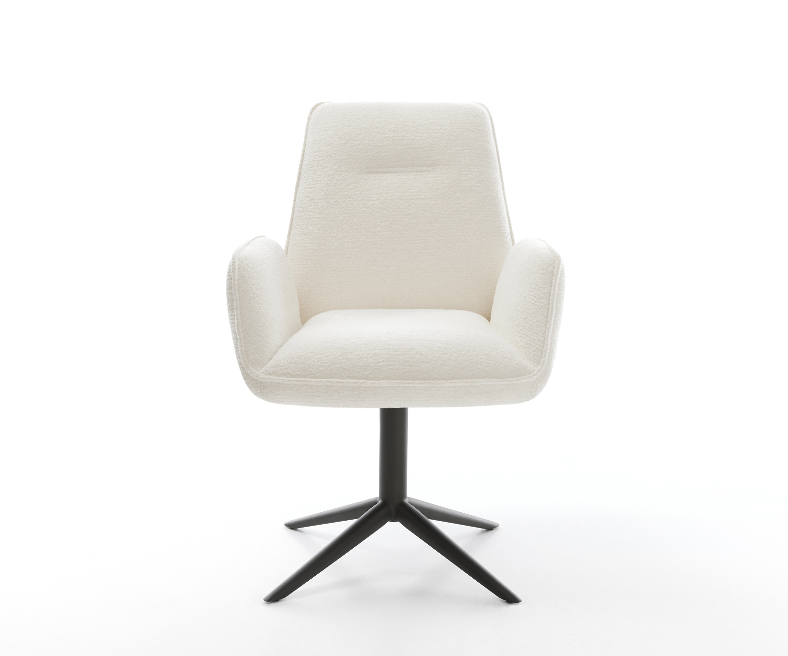 Jedálenská stolička Zoa-Flex bouclé mäkký béžová podstava čierna 360° otočný hojdacia funkcia vrecková pružina - Image 2