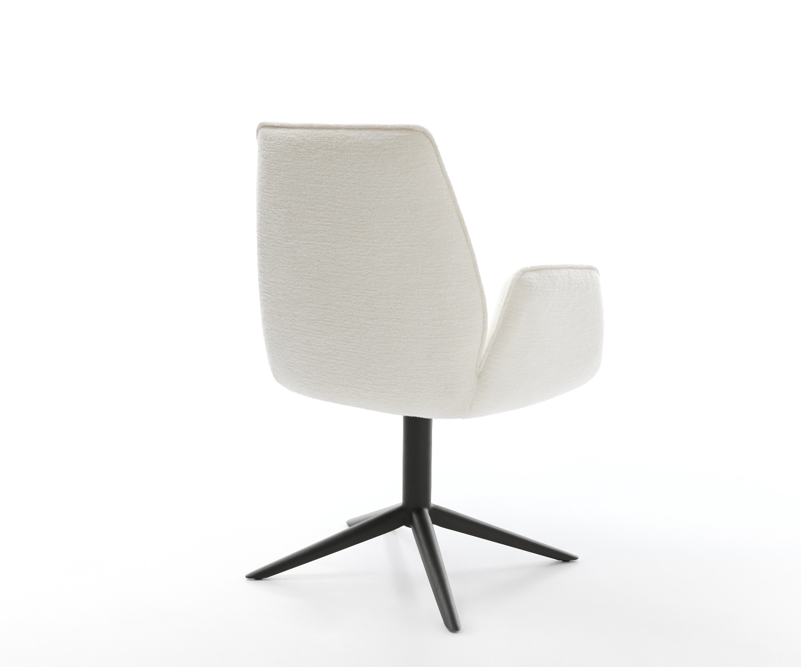 Jedálenská stolička Zoa-Flex bouclé mäkký béžová podstava čierna 360° otočný hojdacia funkcia vrecková pružina - Image 5