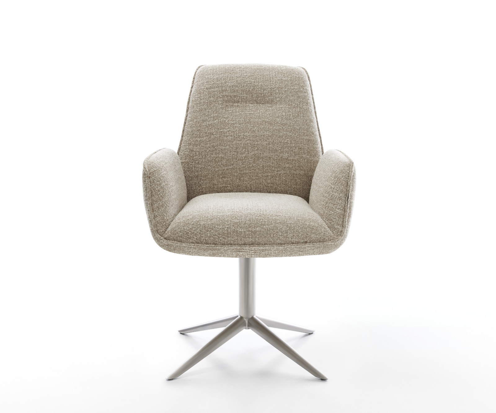 Jedálenská stolička Zoa-Flex tkanina mäkká béžová krížová podstava nerezová oceľ 360° otočný hojdacia funkcia vrecková pružina - Image 2
