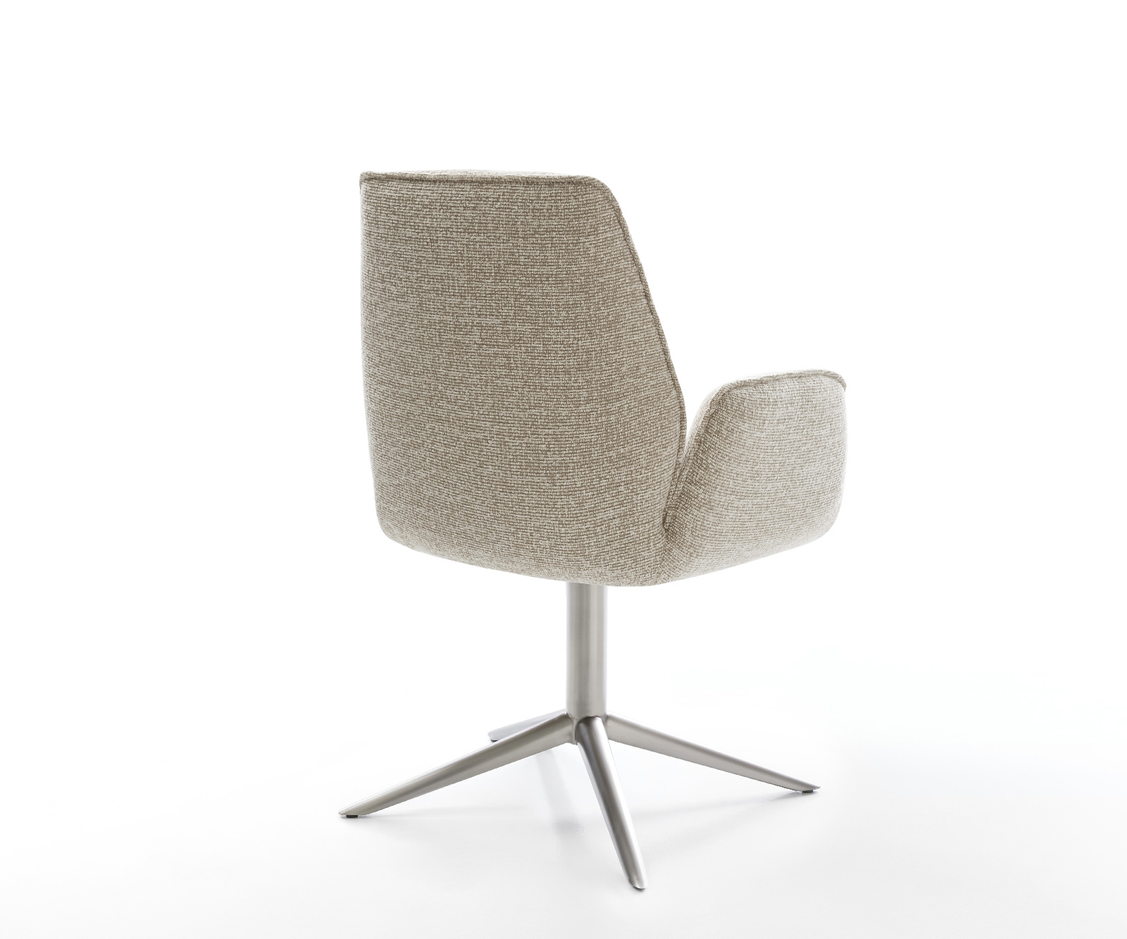 Jedálenská stolička Zoa-Flex tkanina mäkká béžová krížová podstava nerezová oceľ 360° otočný hojdacia funkcia vrecková pružina - Image 5