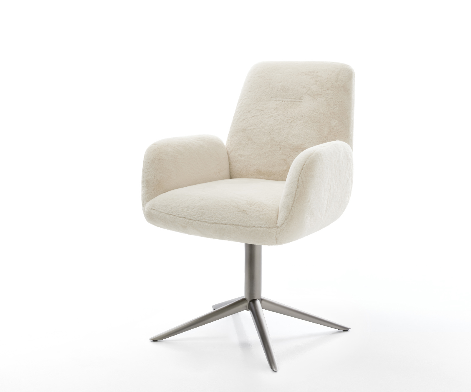 Jedálenská stolička Zoa-Flex plyšový manšester krémovo biela krížová podstava grafitová 360° otočný hojdacia funkcia vrecková pružina