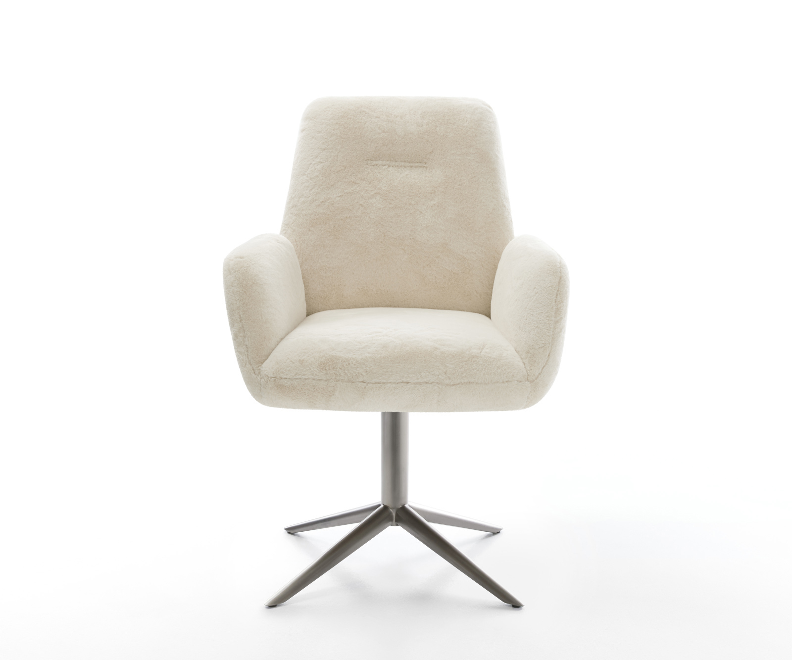 Jedálenská stolička Zoa-Flex plyšový manšester krémovo biela krížová podstava grafitová 360° otočný hojdacia funkcia vrecková pružina - Image 2