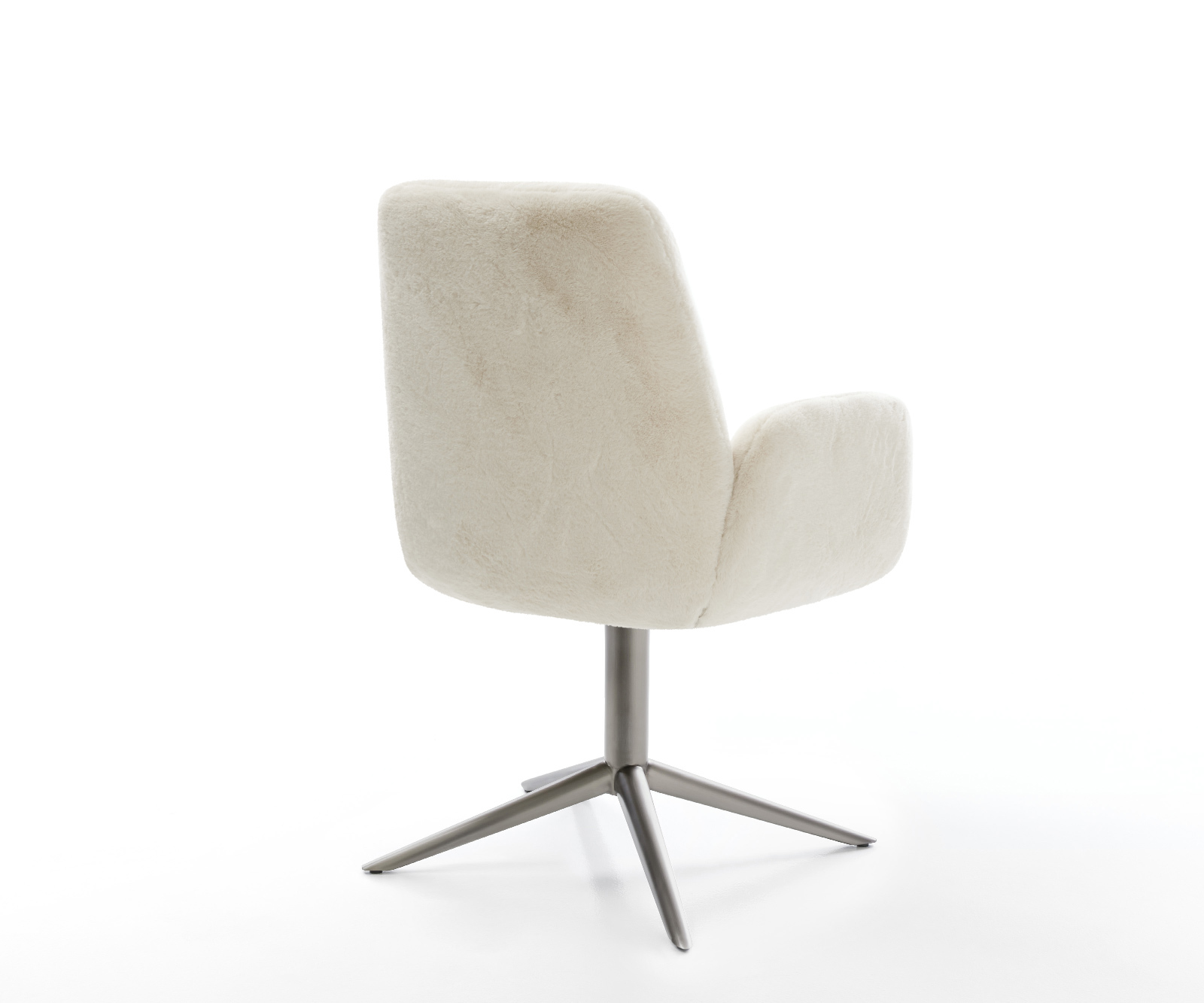 Jedálenská stolička Zoa-Flex plyšový manšester krémovo biela krížová podstava grafitová 360° otočný hojdacia funkcia vrecková pružina - Image 5