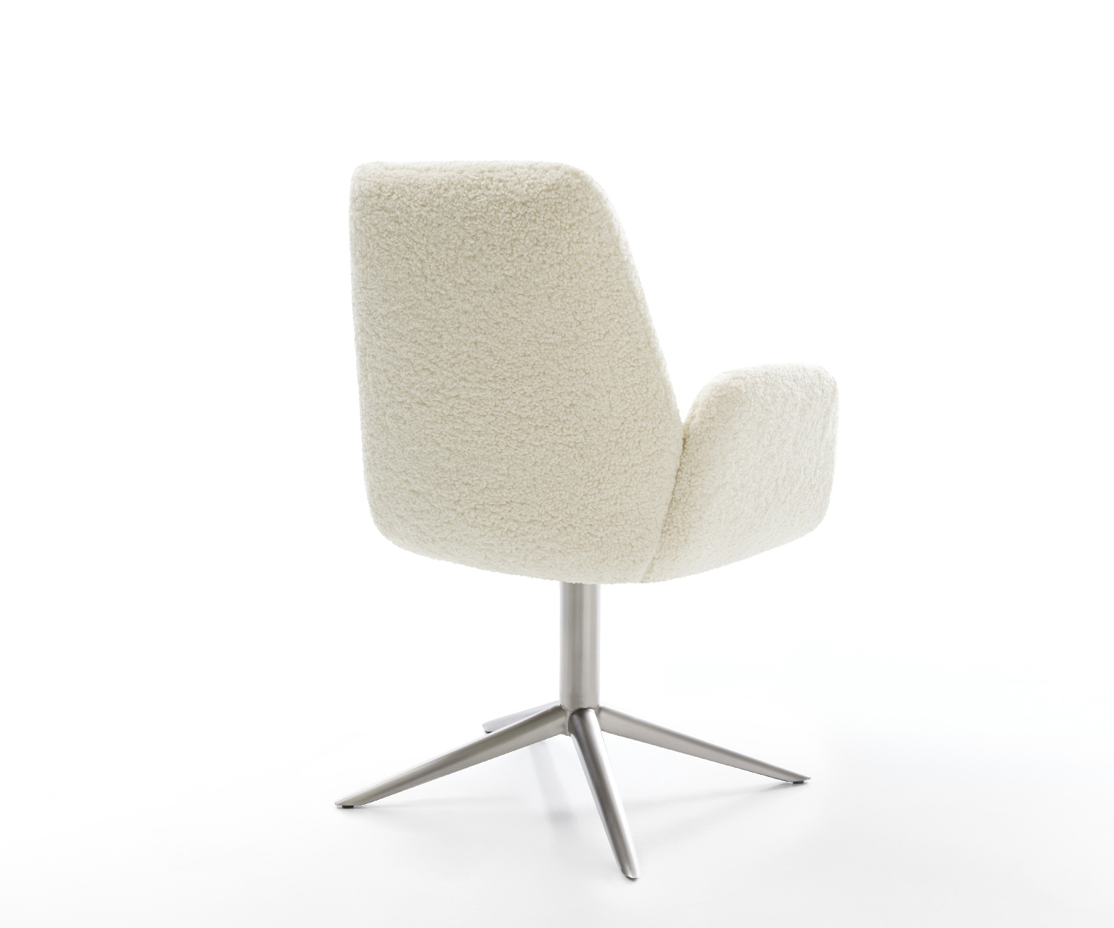 Jedálenská stolička Zoa-Flex teddy látka béžová podstava krížová nerezová oceľ 360° otočný hojdacia funkcia vrecková pružina - Image 4