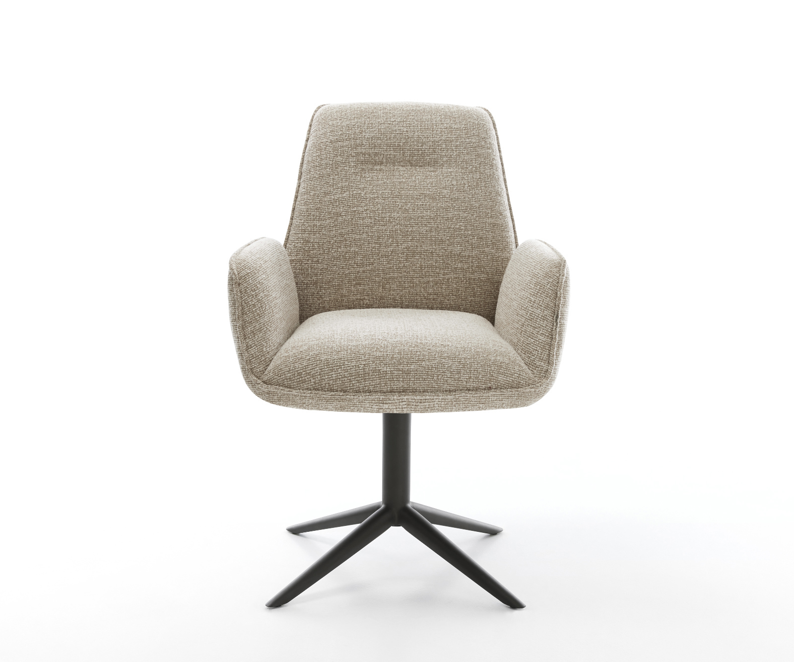 Jedálenská stolička Zoa-Flex tkanina mäkký béžová čierna krížová podstava 360° otočný hojdacia funkcia vrecková pružina - Image 2