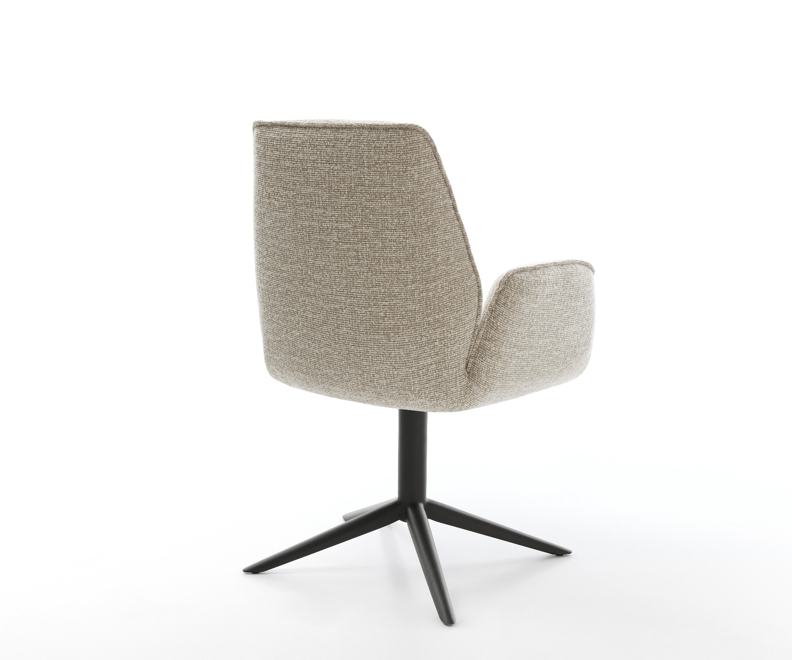 Jedálenská stolička Zoa-Flex tkanina mäkký béžová čierna krížová podstava 360° otočný hojdacia funkcia vrecková pružina - Image 5