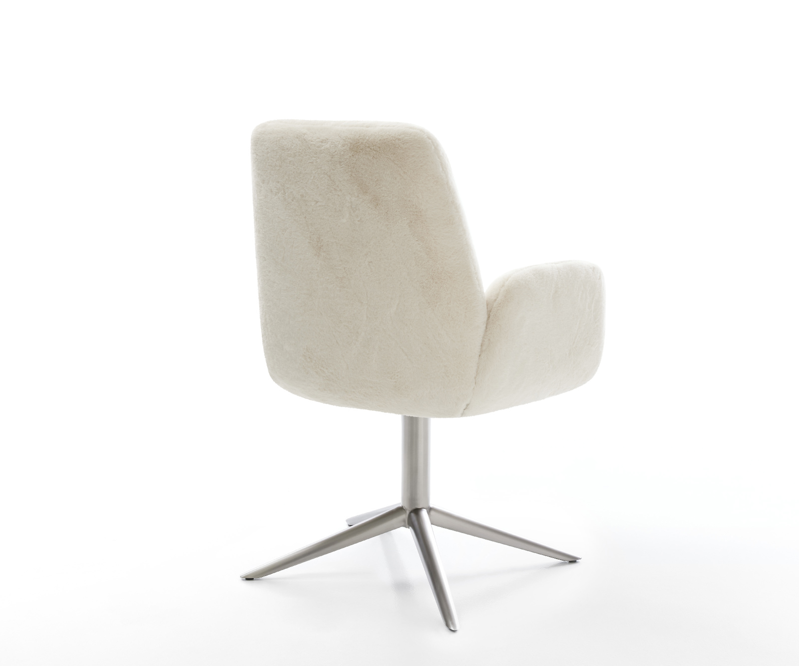 Jedálenská stolička Zoa-Flex plyšový manšester krémovo biela krížová podstava nerezová oceľ 360° otočný hojdacia funkcia vrecková pružina - Image 5