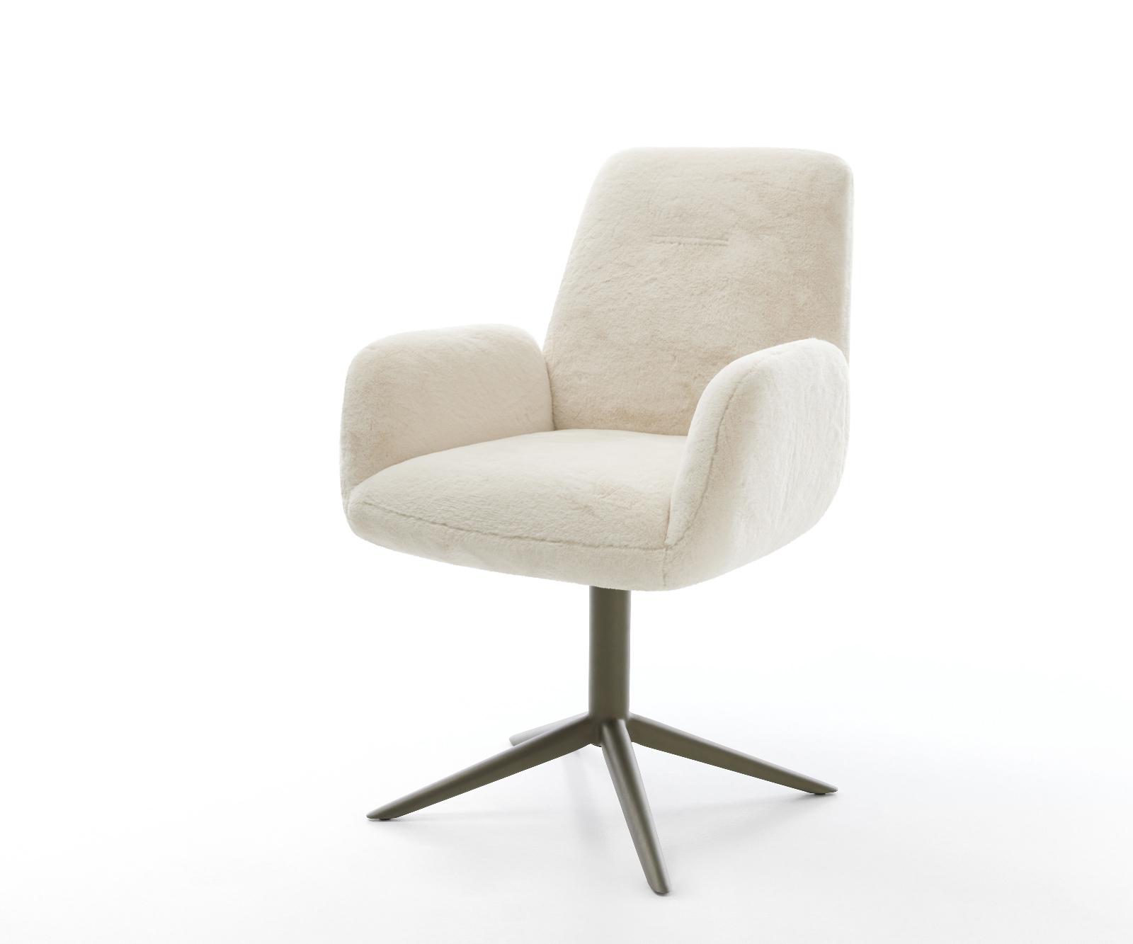 Jedálenská stolička Zoa-Flex plyšový manšester krémovo biela krížová podstava titánová farba 360° otočný kolískacia funkcia vrecková pružina