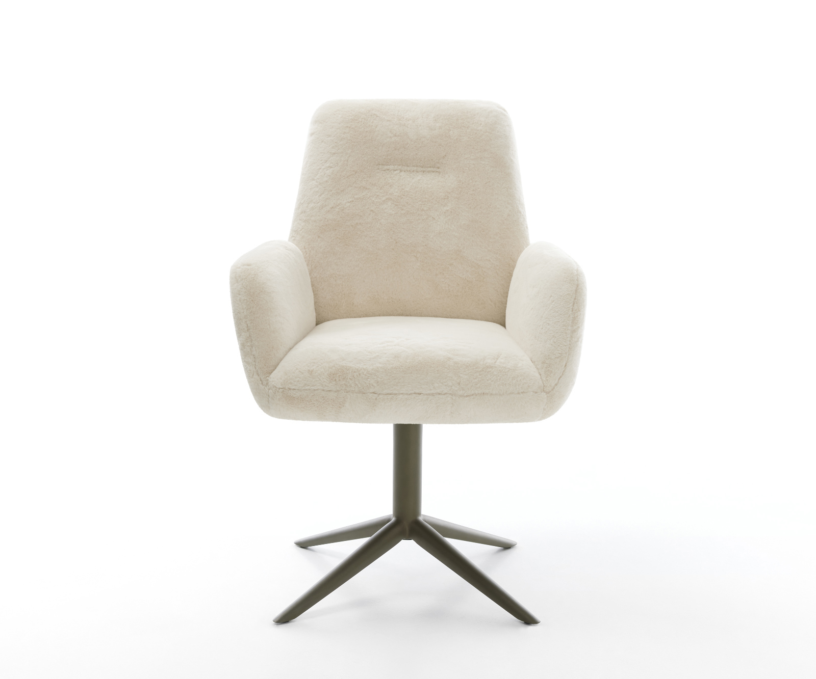 Jedálenská stolička Zoa-Flex plyšový manšester krémovo biela krížová podstava titánová farba 360° otočný kolískacia funkcia vrecková pružina - Image 2