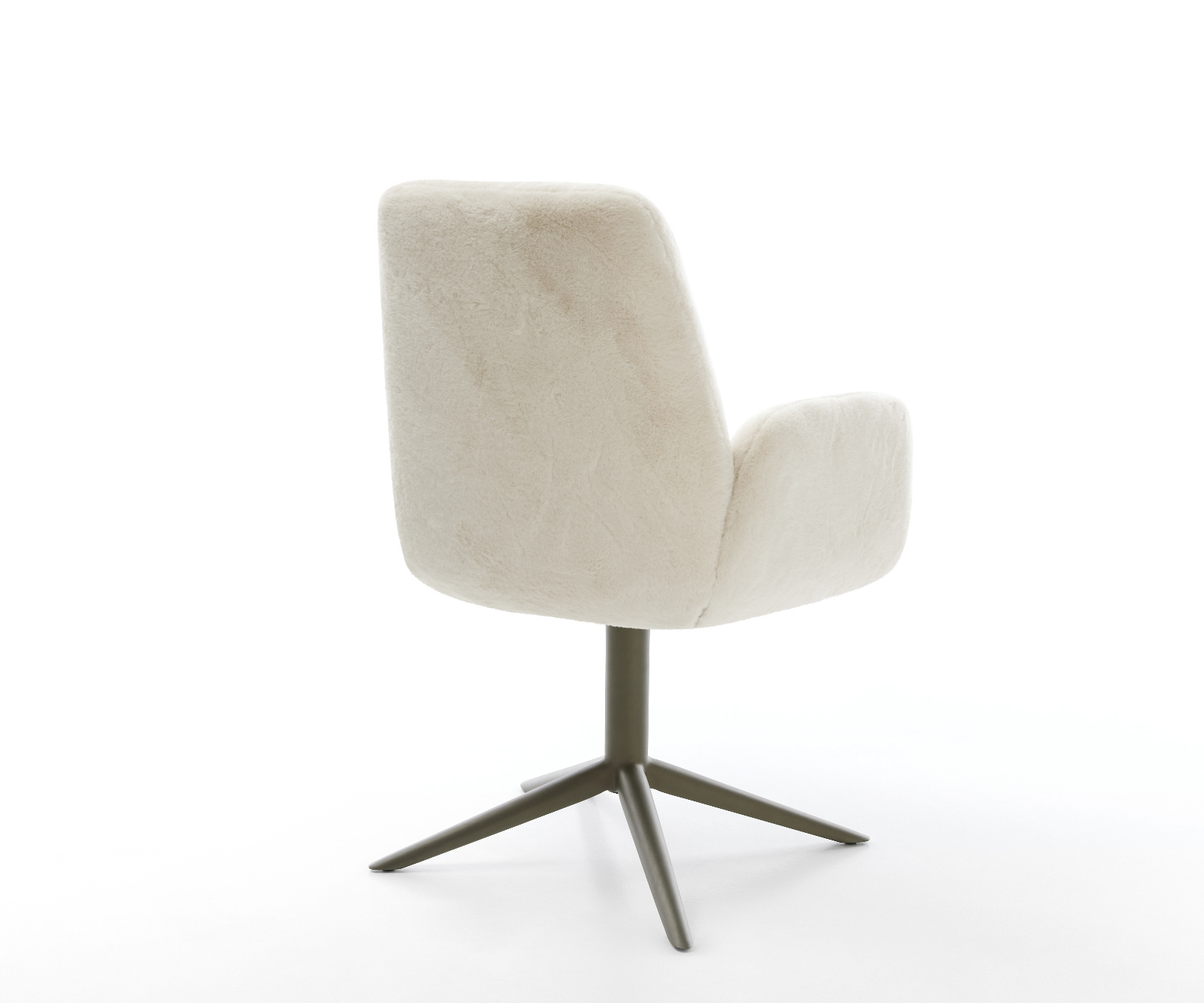 Jedálenská stolička Zoa-Flex plyšový manšester krémovo biela krížová podstava titánová farba 360° otočný kolískacia funkcia vrecková pružina - Image 5