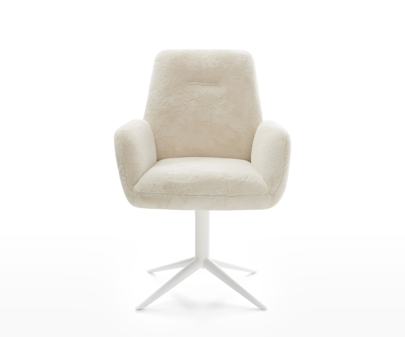 Jedálenská stolička Zoa-Flex plyšový manšester krémovo biela biela krížová podstava 360° otočný hojdacia funkcia vrecková pružina - Image 2