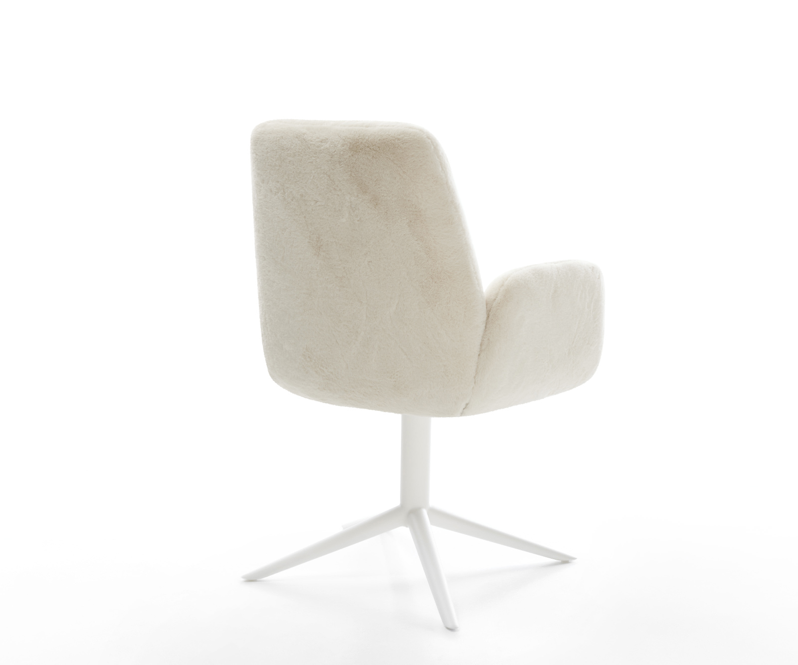 Jedálenská stolička Zoa-Flex plyšový manšester krémovo biela biela krížová podstava 360° otočný hojdacia funkcia vrecková pružina - Image 5