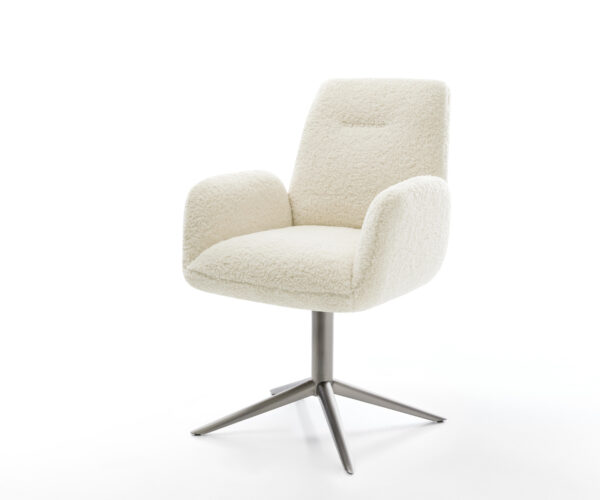 Jedálenská stolička Zoa-Flex teddy látka béžová podstava grafitová 360° otočný hojdacia funkcia vrecková pružina