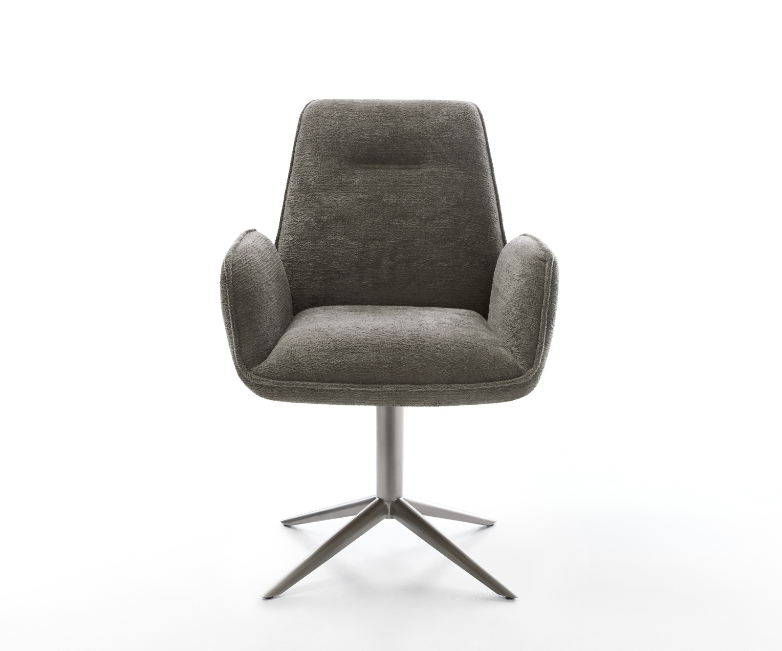 Jedálenská stolička Zoa-Flex bouclé mäkký tmavobéžová podstava dymovo čierna 360° otočný hojdacia funkcia vrecková pružina - Image 2